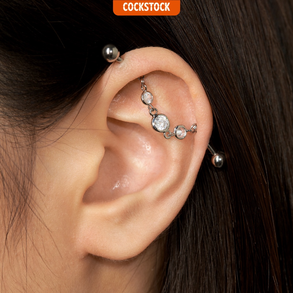 Khuyên tai Three Rounds Diamond Indus Earring CockStock