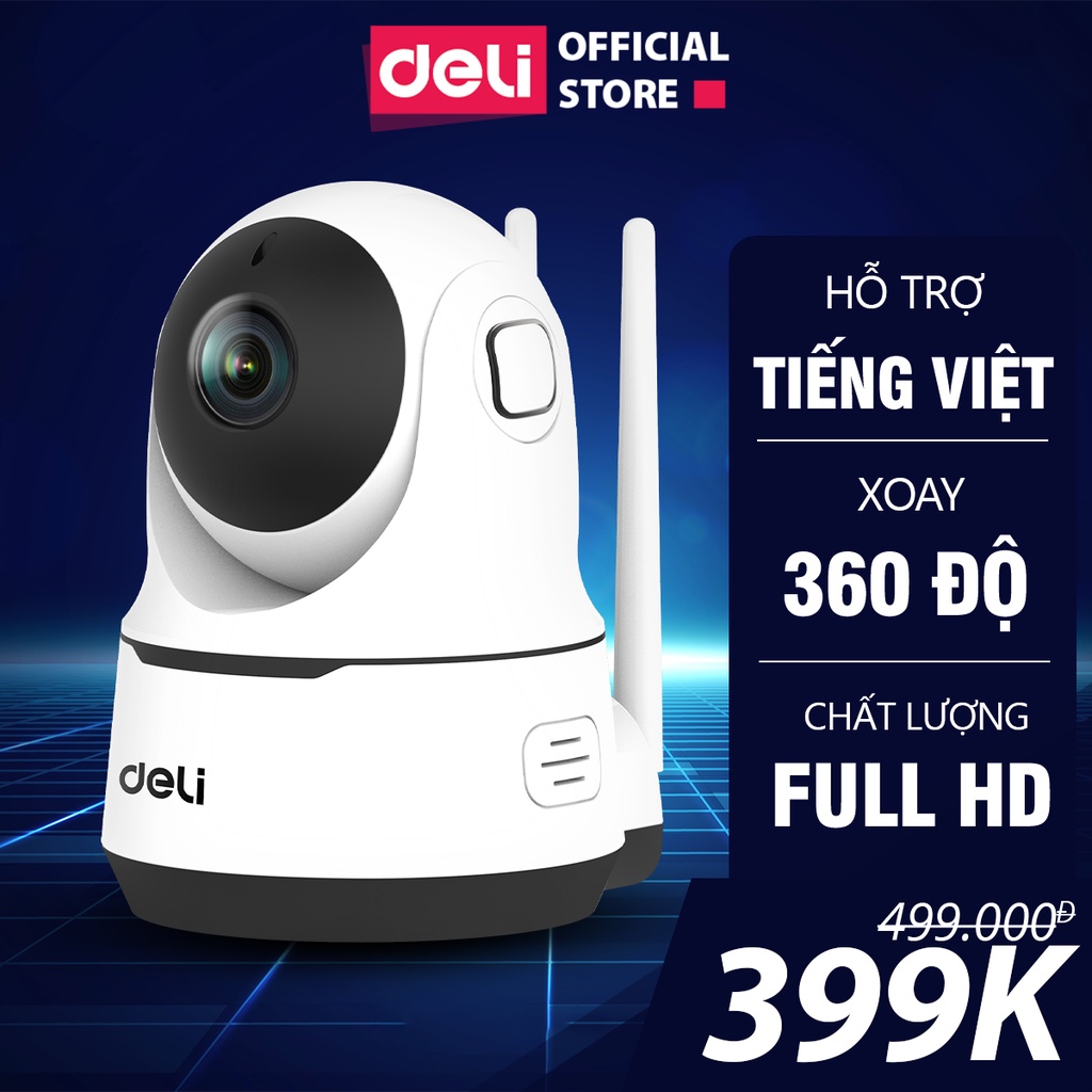 Camera Wifi Deli HD 1080P 360 Độ Chính Hãng Giám Sát An Ninh Gia Đình, Văn Phòng - ES102