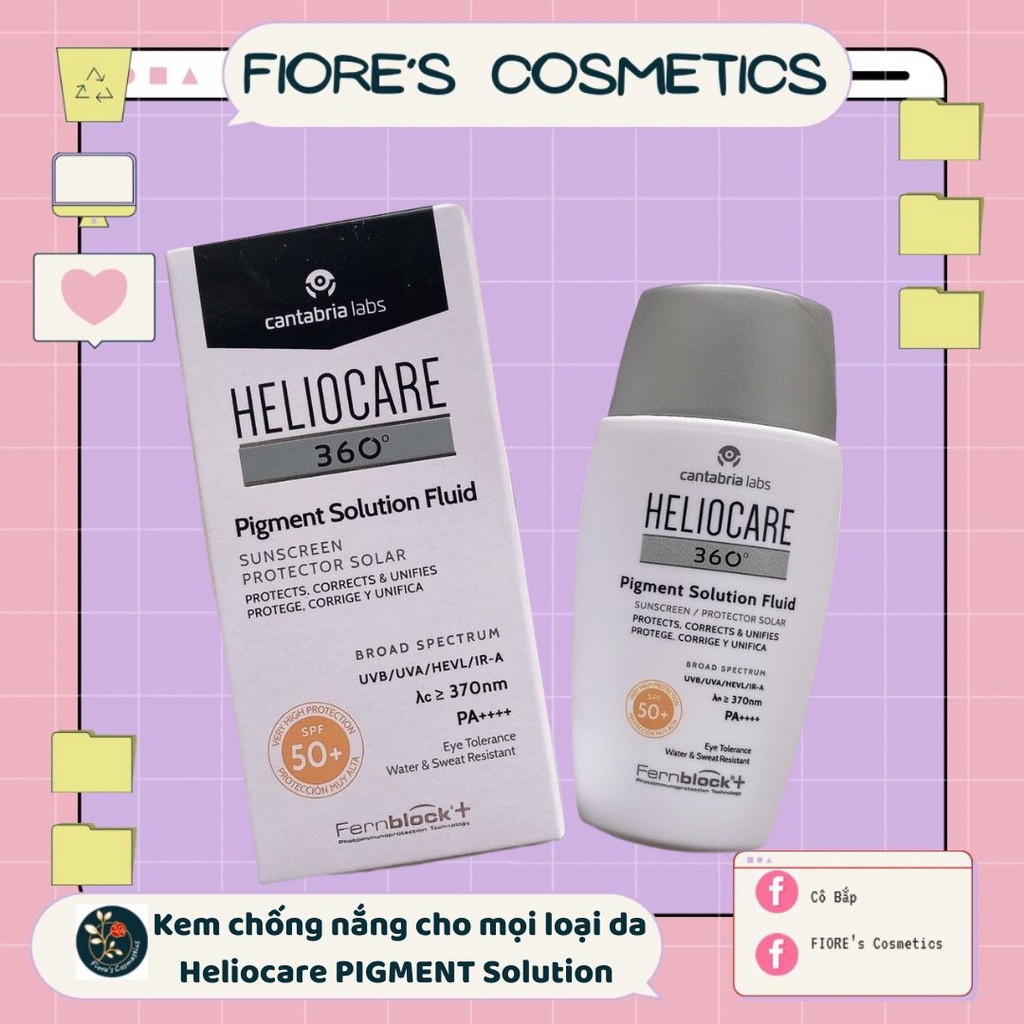 Kem chống nắng Heliocare Pigment Solution Fluid SPF 50+ hiệu chỉnh sắc tố trên da