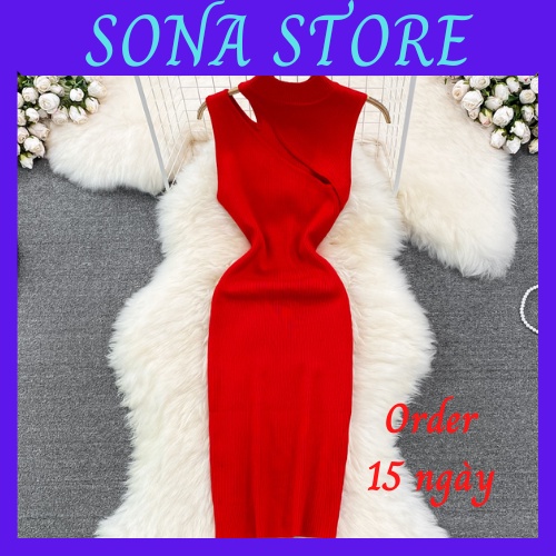 Váy body len dệt kim cut out đầm ôm nữ sexy gợi cảm sang chảnh tiểu thư bánh bèo siêu xinh cute hàng quảng châu cao cấp