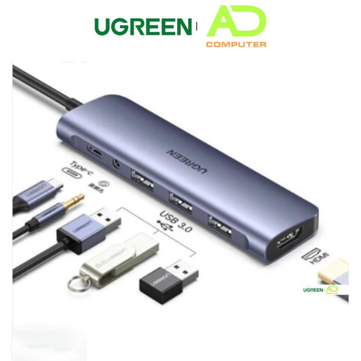 Bộ chuyển đổi đa năng USB type C 6 in 1 UGREEN CM136 80132 - Hàng phân phối chính hãng - Bảo hành 18 tháng