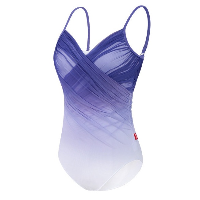 Trang Phục Múa Ba Lê Áo Liền Quần Cổ Chữ V Tay Dài + Chân Váy Lưới Cho Nữ