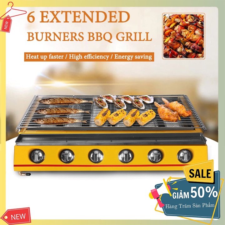 Bếp nướng ga 6 đầu đốt, bếp gas nướng hải sản, thịt bbq ETON ET-K333
