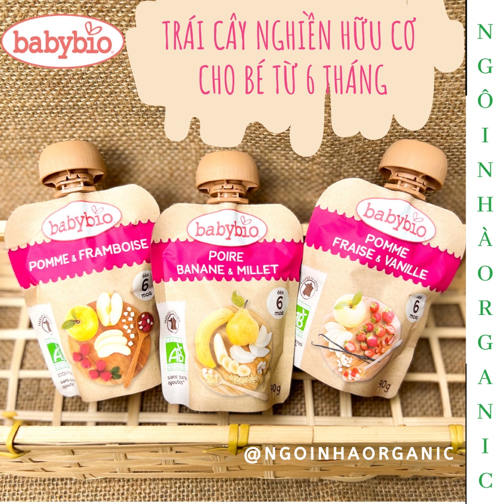 Trái cây nghiền hữu cơ cho bé Babybio 90g