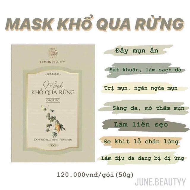 [CHÍNH HÃNG] LEMON MASK - Mặt Nạ Khổ Qua Rừng, Tảo Biển, Sữa Dê Non Handmade