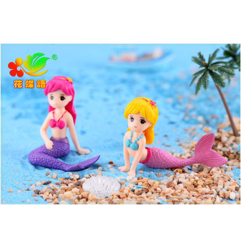Thuyền + Nàng tiên cá + cá heo trang trí bể cá