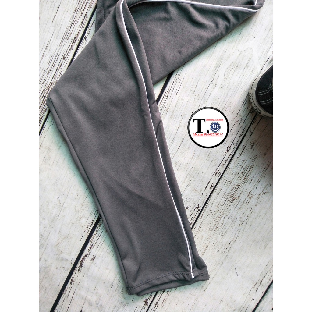 Quần legging - quần thun nữ màu ĐEN, XÁM (Ôm body, viền sọc TRẮNG) | BigBuy360 - bigbuy360.vn