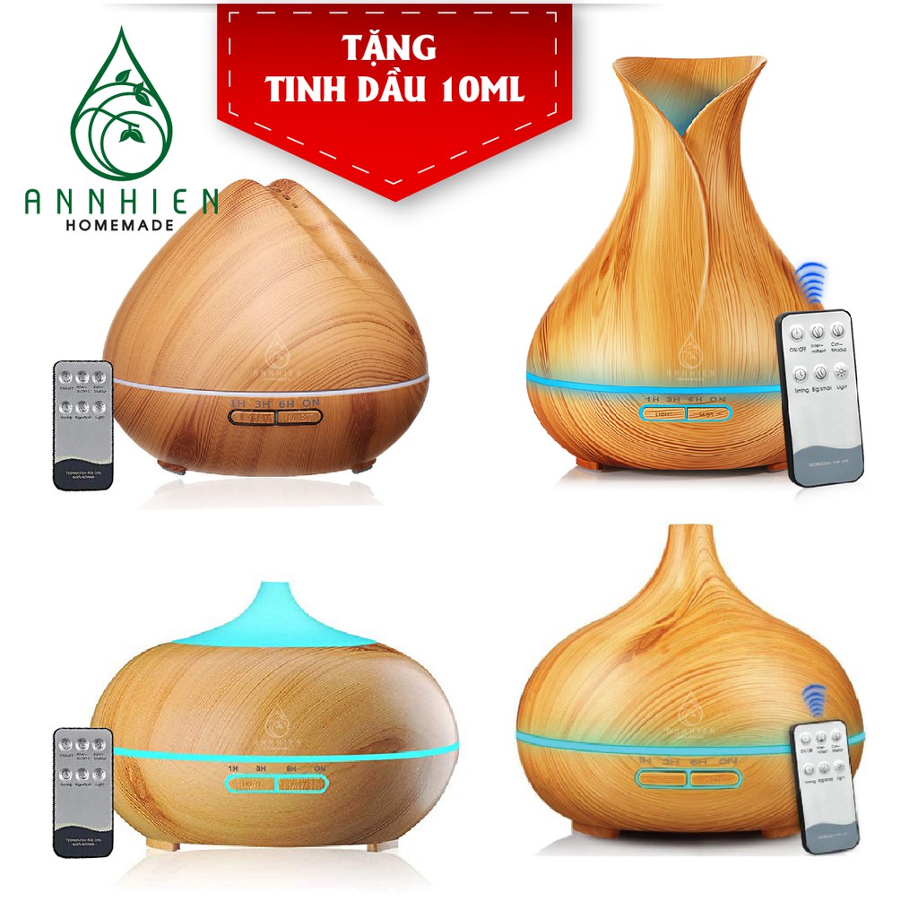 Máy khuếch tán tinh dầu vân gỗ - Có điều khiển từ xa