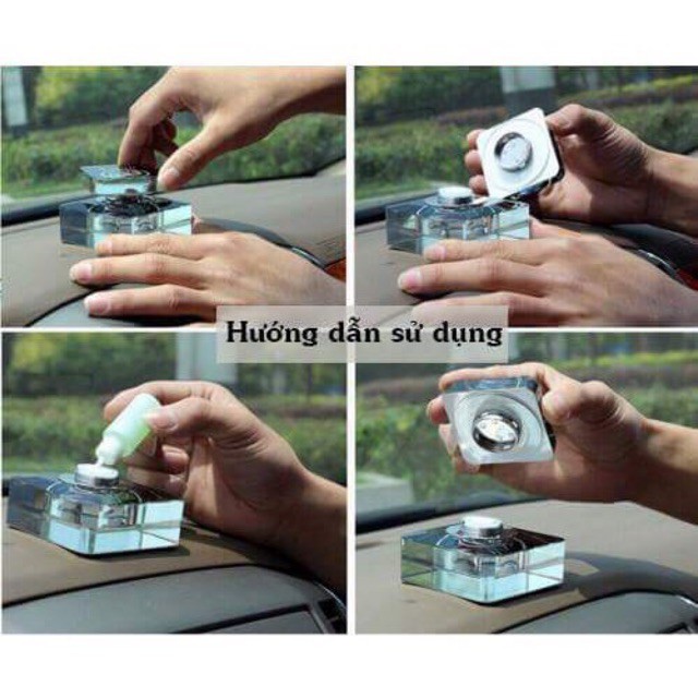 Nước hoa ô tô pha lê in logo các hãng xe, tặng kèm nước hoa và đế dính 2 mặt