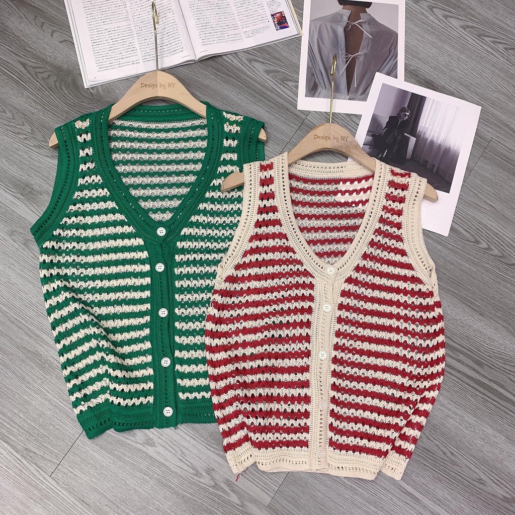 208. ÁO LEN KẺ SÁT NÁCH CÀI KHUY