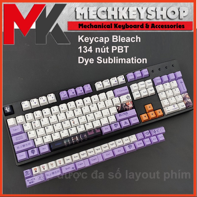 Bộ keycap PBT in dye sub Bleach 134 phím cho bàn phím cơ