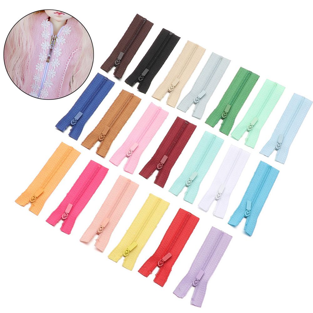 Set 5 đai khóa kéo mini hình chữ nhật nhiều màu sắc tùy chọn 6cm dành cho may quần áo búp bê DIY