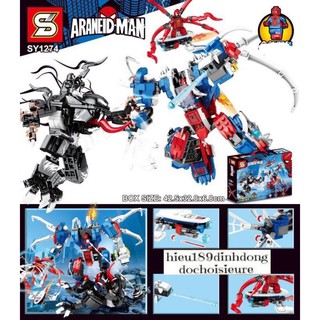 Lắp ráp xếp hình siêu anh hùng marvel sy1274: Robot người máy Người nhện đại chiến venom 21188