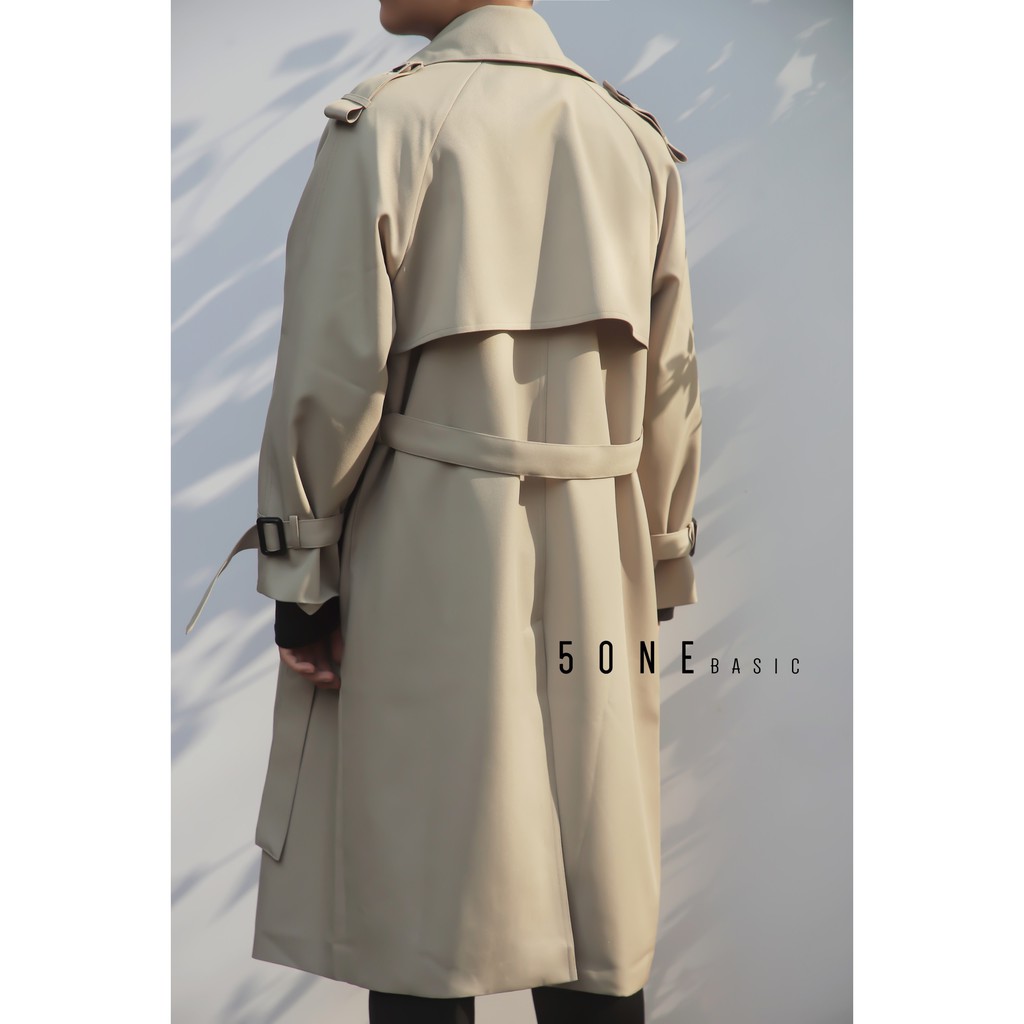 Aó TRENCH COAT mangto kAki dáng suông