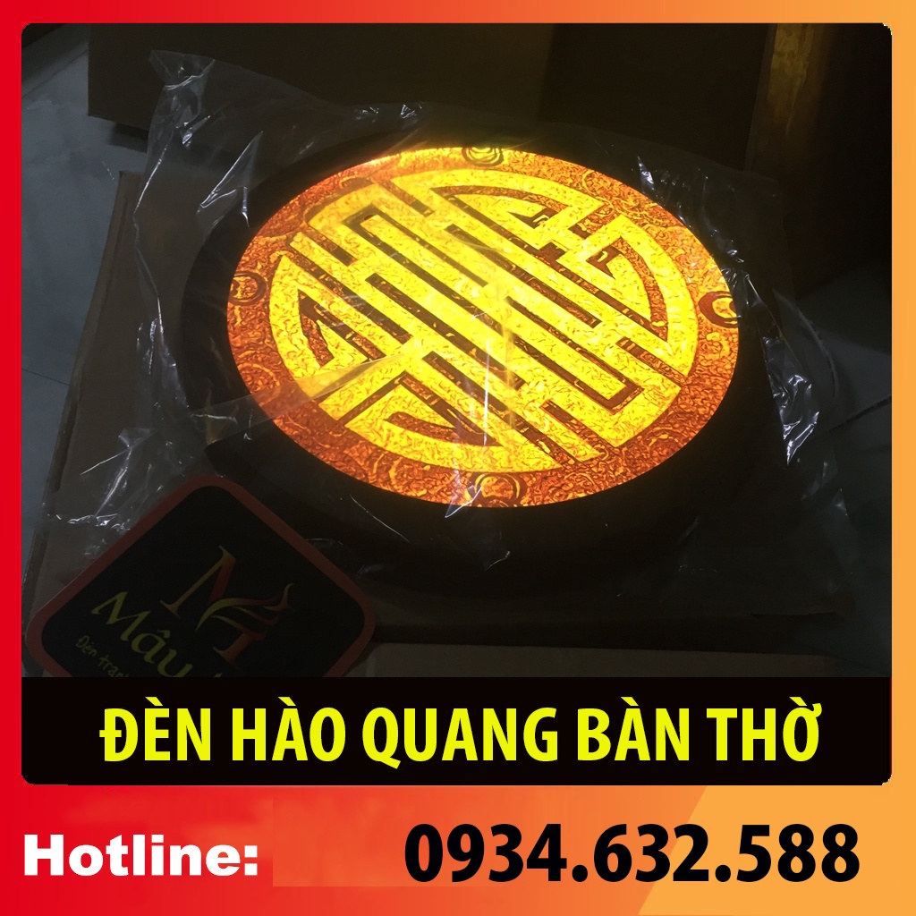 ĐÈN THỜ hào quang MÂU NI in trúc chỉ, khung sắt, Đường kính 30cm (đặt tượng thờ cao 25cm đến 40cm) [ hào quang phật]