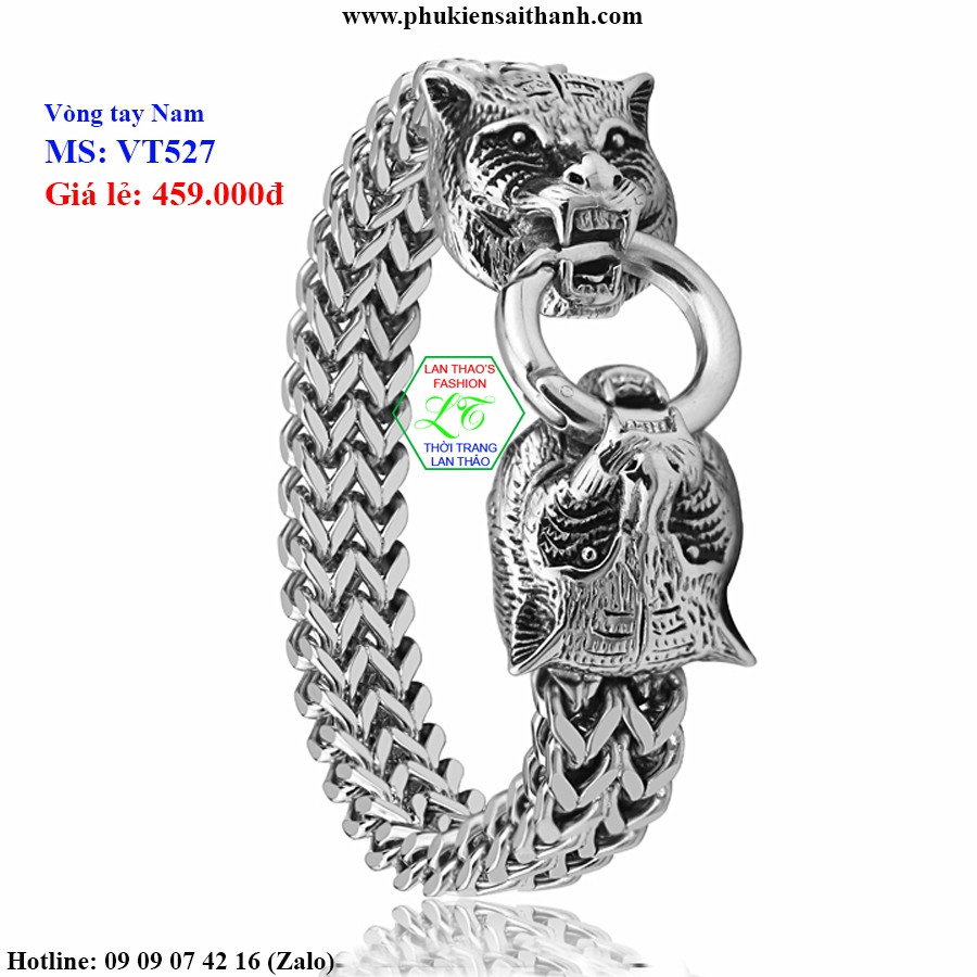 Vòng tay Inox Nam đầu Hổ cực ngầu BẢO HÀNH KHÔNG ĐEN KHÔNG RỈ SÉT