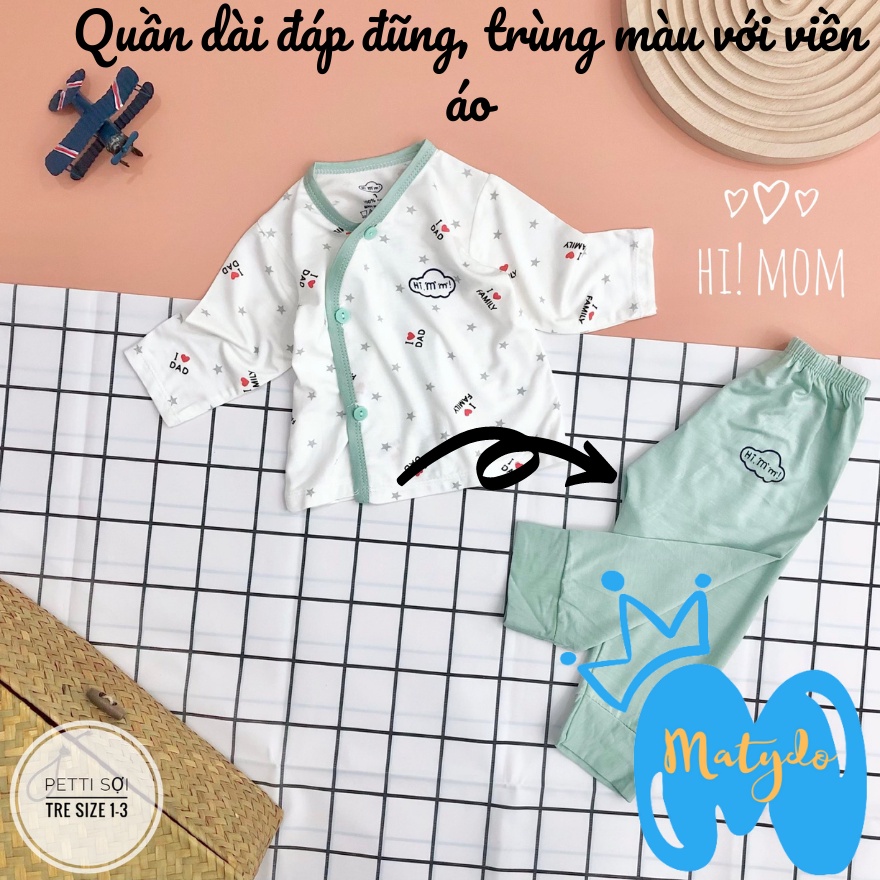 Quần áo sơ sinh bé trai bé gái mùa hè đông giá rẻ đồ sơ sinh cho bé Pama viền màu SS32