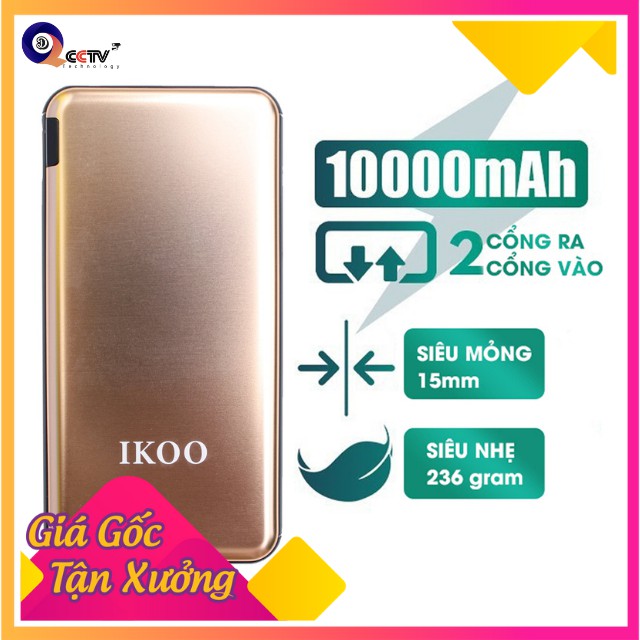 Pin sạc dự phòng 10.000MAH IKOO WK-156, siêu bền, giá rẻ dụng lượng lớn bảo hành chính hãng 12 tháng