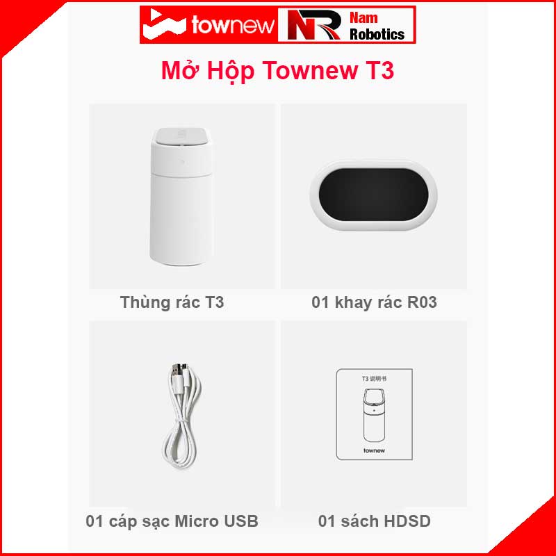 Thùng Rác Tự Động Thông Minh Xiaomi Townew T3 13L - Tự Động Hàn Đóng Gói Túi Rác Thay Túi Rác phù hợp cho không gian hẹp