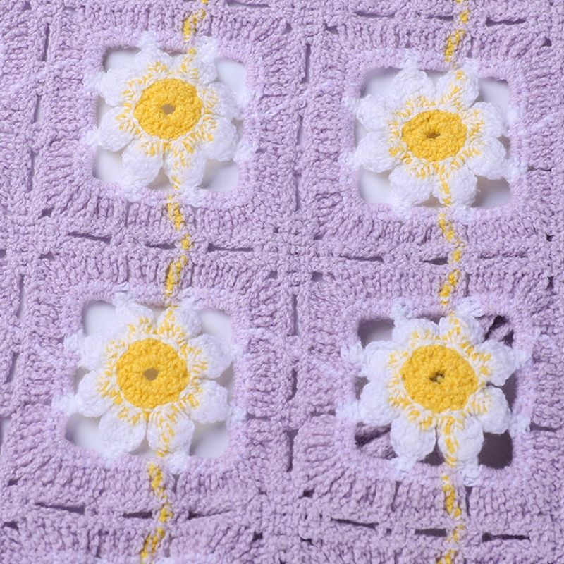 Áo Croptop Dệt Kim Đan Móc Hở Lưng Họa Tiết Hoa Quyến Rũ Thời Trang Cho Nữ