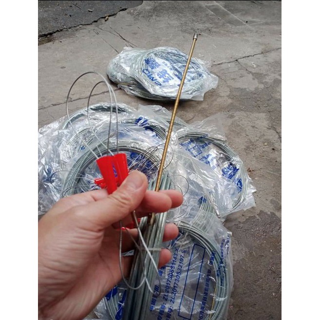 Dây mồi đường kính 4mm   dây mồi luồn cáp thép bọc nhựa ,siêu bền,tặng kèm 2 dây buộc