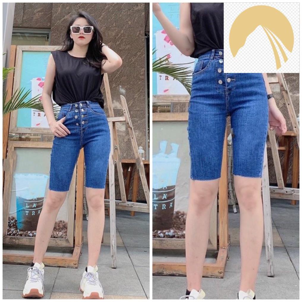 👘 Quần jean ngố / lửng BIGSIZE lưng cao, co dãn mạnh lửng cao 8 nút đẹp dành cho người béo 3794 👘