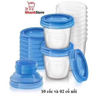 Cốc trữ sữa Avent 180ml và 240ml chính hãng