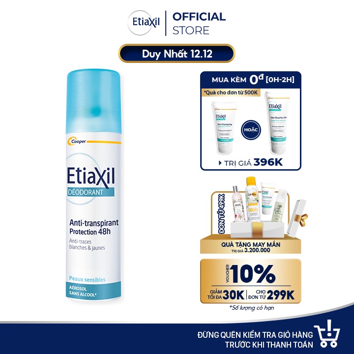 Xịt khử mùi và ngăn mồ hôi Etiaxil dạng phun sương 48h xanh dương 150ml