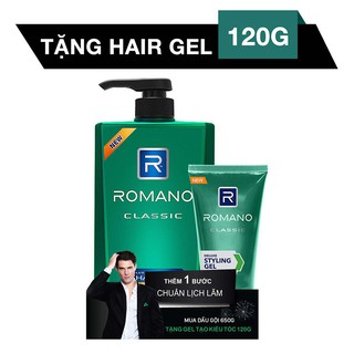 Dầu gội Romano Classic 650g tặng kèm gel vuốt tóc