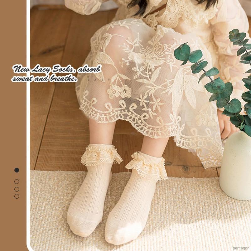Vớ cotton phối ren xinh xắn dành cho bé gái nữ giới