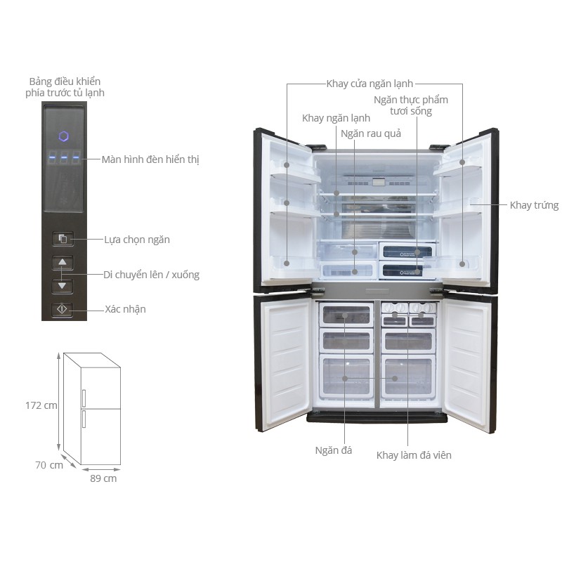 [GIAO HCM] Tủ lạnh Sharp SJ-FX630V-ST, 626 lít, Inverter