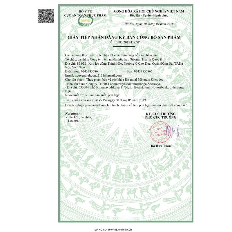 Thực phẩm bảo vệ sức khỏe Essential Minerals Zinc – 60 viên/lọ