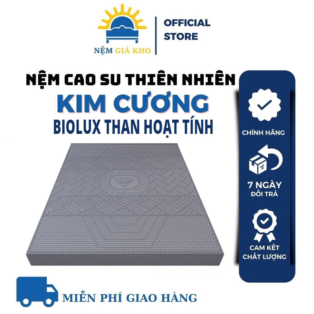 Nệm cao su Kim Cương BIOLUX than hoạt tính, kháng khuẩn, đàn hồi tốt
