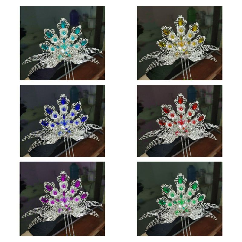Độc quyền 16 màu- kim quan phượng cổ trang cài mấn hầu đồng cài mấn