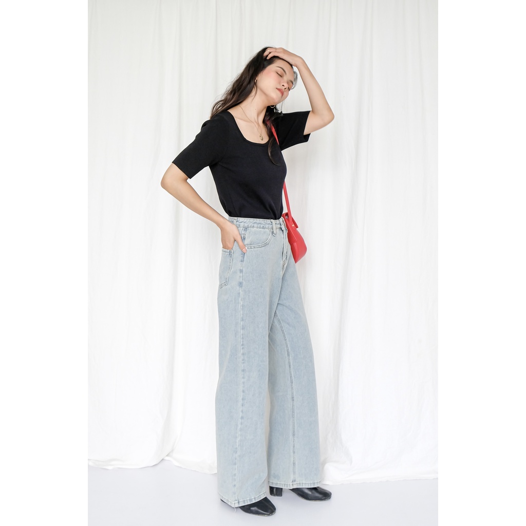Quần Jeans Ống Rộng Léman | HQ3377 | Lana Official