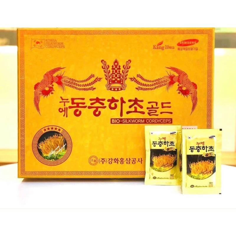 Đông Trùng Hạ Thảo Hộp Gỗ Vàng KANGHWA Hàn Quốc, Hộp 60 Gói *30ml (2300)