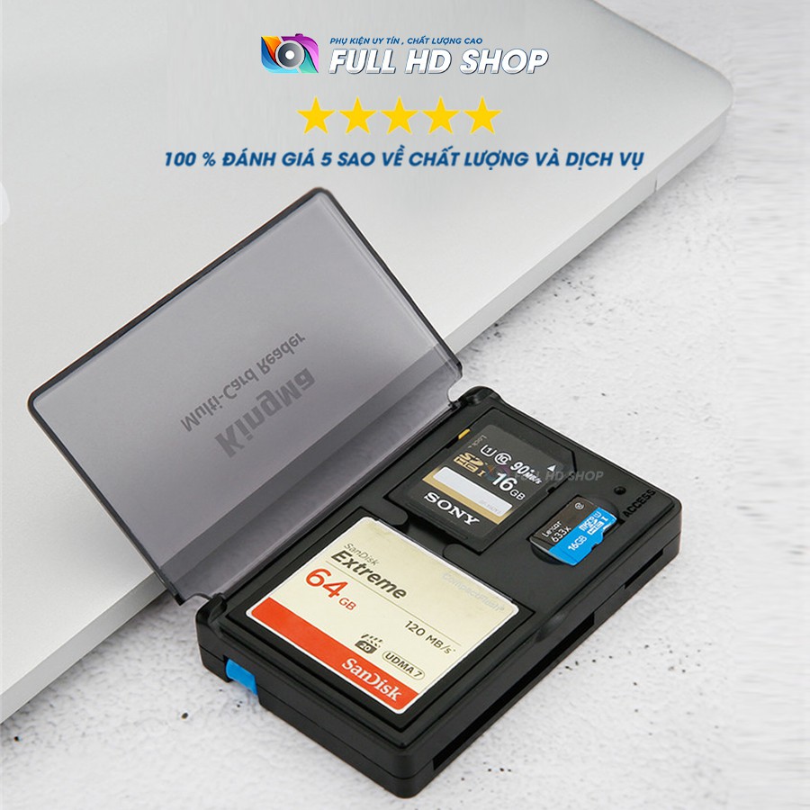 Đầu Đọc Thẻ Nhớ 3.0 - Đọc thẻ nhớ SD / Micro SD / CF - Chính hãng Kingma - Tích hợp hộp đựng thẻ nhớ - Full HD Shop