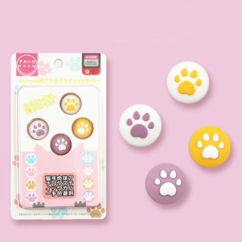 Set   Phụ Kiện Bọc Bảo Vệ Nút Bấm Tay Cầm Chơi Game Nintendo Switch Lite Hình Chân Mèo Dễ Thương