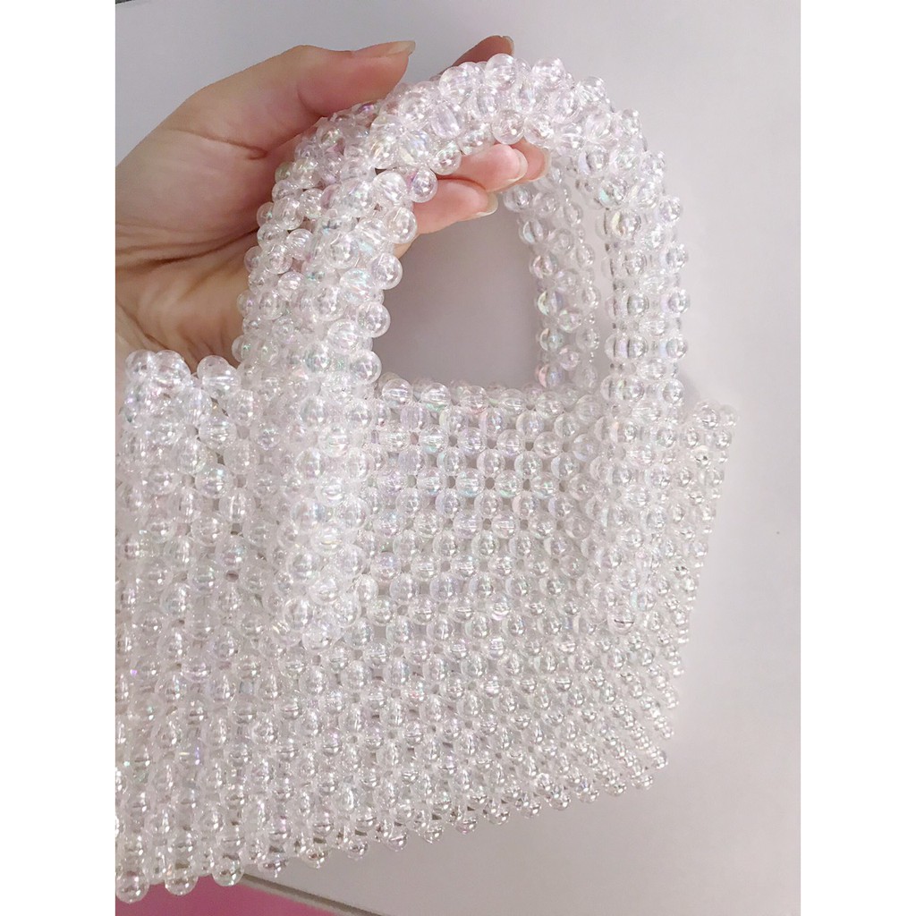Hạt cườm diy màu trắng ánh cừ 4, 6,8,10mm làm handmade