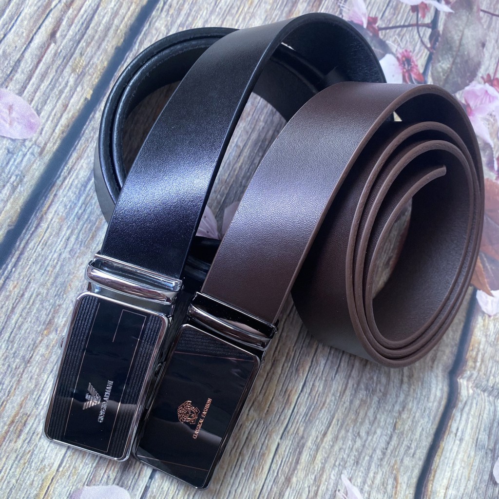 Dây lưng da bò Dây nịt thắt lưng nam da bò 2 màu nâu đen