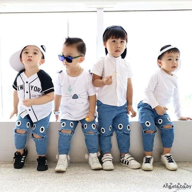 Quần jeans dài rách gối thời trang cho bé trai