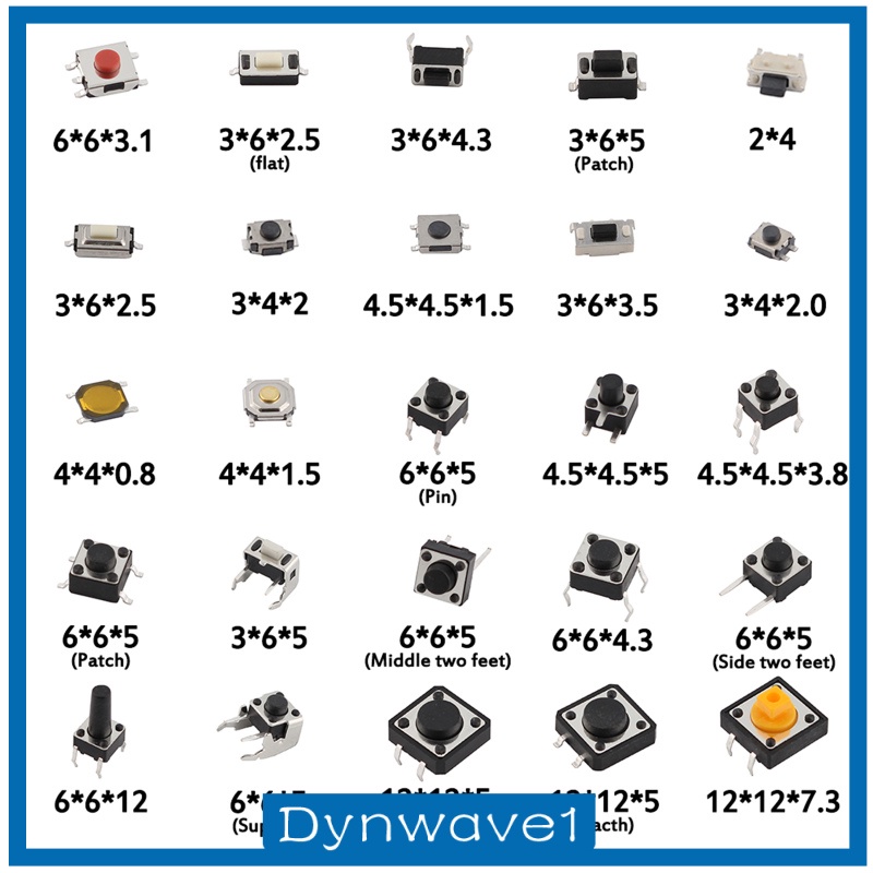 Bộ Công Tắc Micro Nhấn 125pc Cho Điện Tử Dynwave1