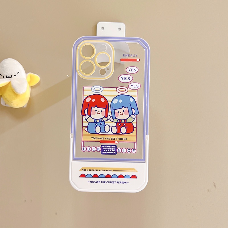 Ốp Điện Thoại Kèm Giá Đỡ Tàng Hình Họa Tiết Hoạt Hình Cho Iphone13Promax / 12Pro / Creative 11 / 6 / 7 / 8 / PLUS