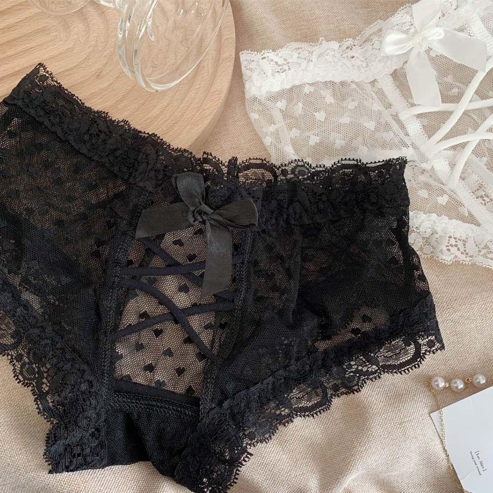 Quần Lót Cotton Phối Ren Dây Chéo Hở Đáy Quyến Rũ Dành Cho Nữ