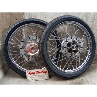 Bánh căm EXCITER 150 căm đùm mạ crom full vỏ ruột BLAZETEGH kèm đĩa ốc trước sau như hình gắn như zin k cần chế