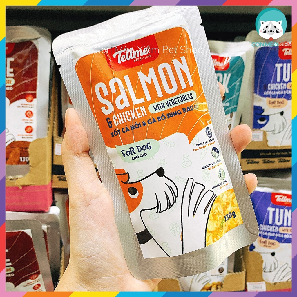 Pate cho chó Tellme xốt 130g, gan heo thức ăn tăng cân dinh dưỡng chó lớn nhỏ cún cưng Con Mèo Xiêm