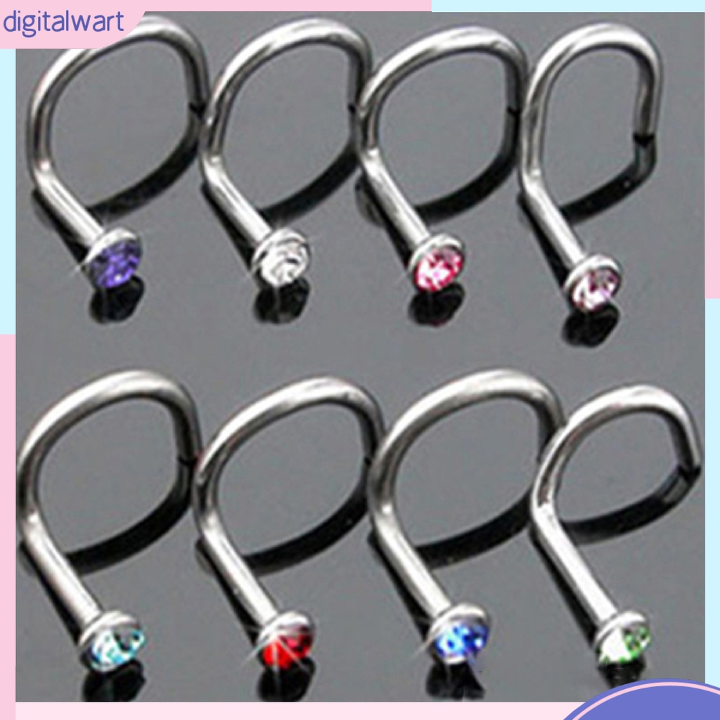 10 khuyên mũi đính đá nhiều màu sắc