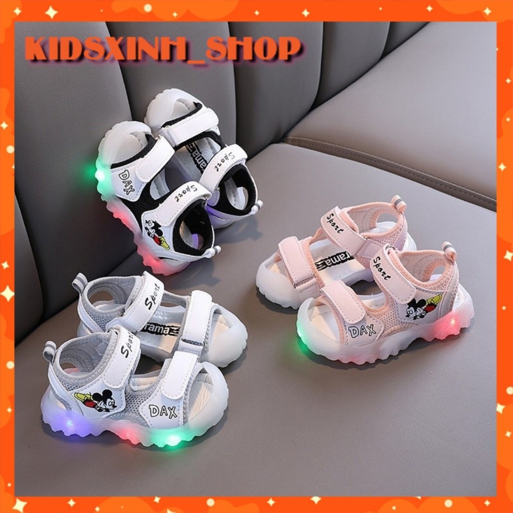 Sandal Trẻ Em Hình Mickey Có Đèn Chống Vấp Siêu Mềm Êm Chân SD02