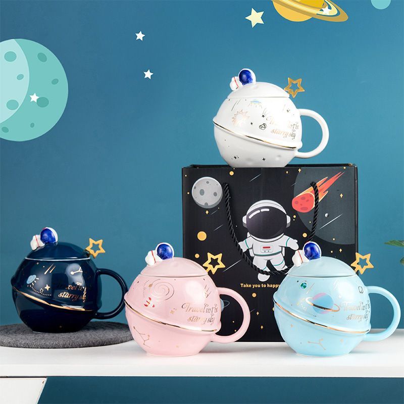 Ly cốc sứ hình Cầu Phi Hành Gia trên Hành Tinh Space Travel Hổ Mập