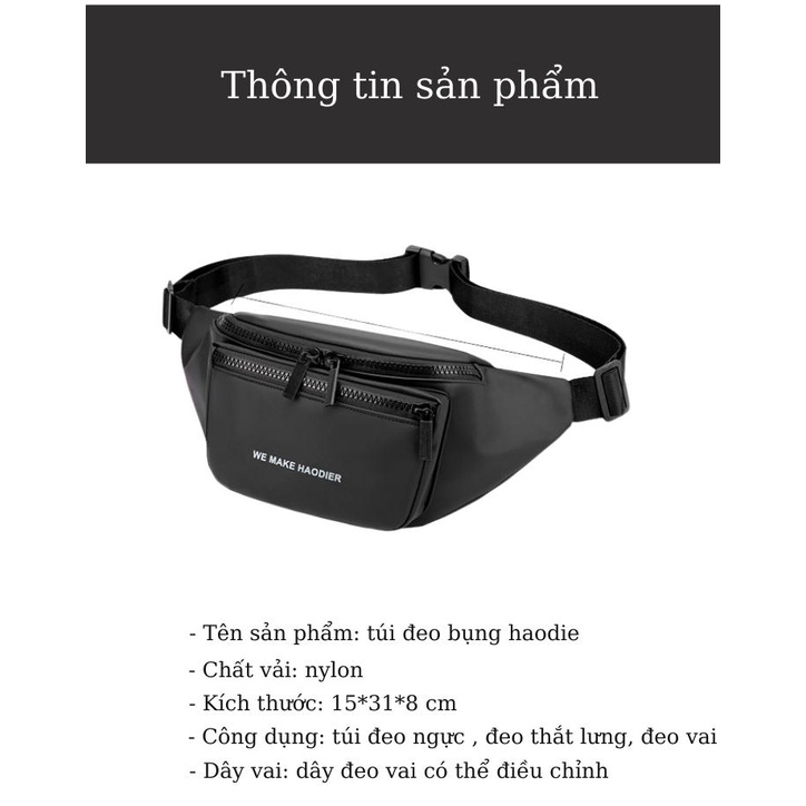 Túi Đeo Hông Đeo Bụng Đeo Bao Tử Cao Cấp Nhiều Ngăn Chống Nước Phong Cách Trẻ Trung Năng Động